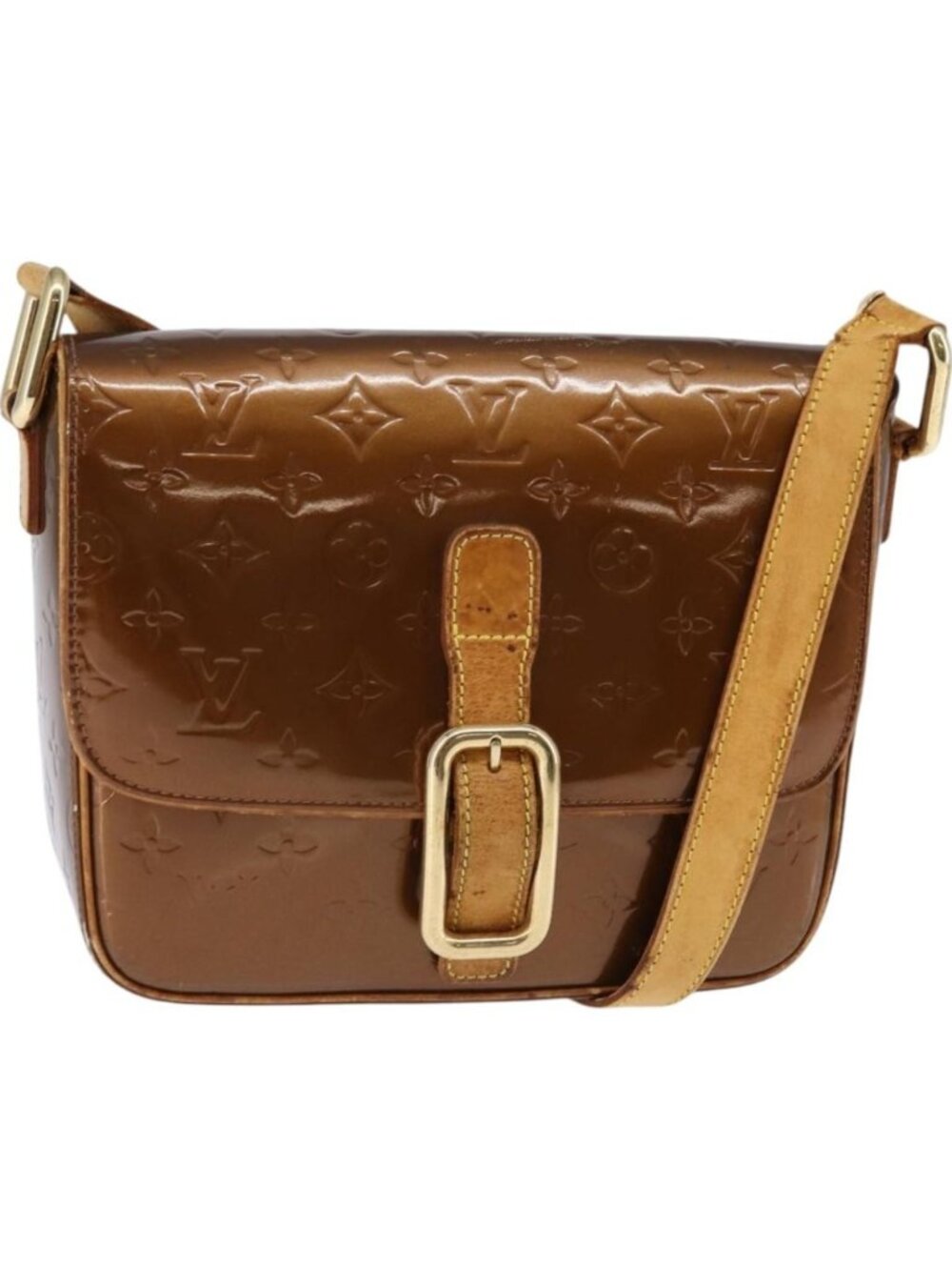 LOUIS VUITTON Monogram Vernis Christie GM Shoulder Bag Bronze M91107